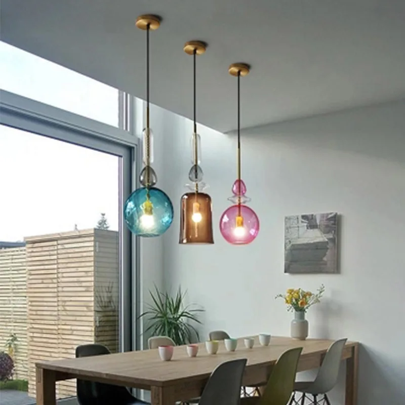 

Nordic Led Trend Creative Personality Pendant Light Molecule Long Pipe Glass Ball Beanstalk Pendant Lamp deco maison