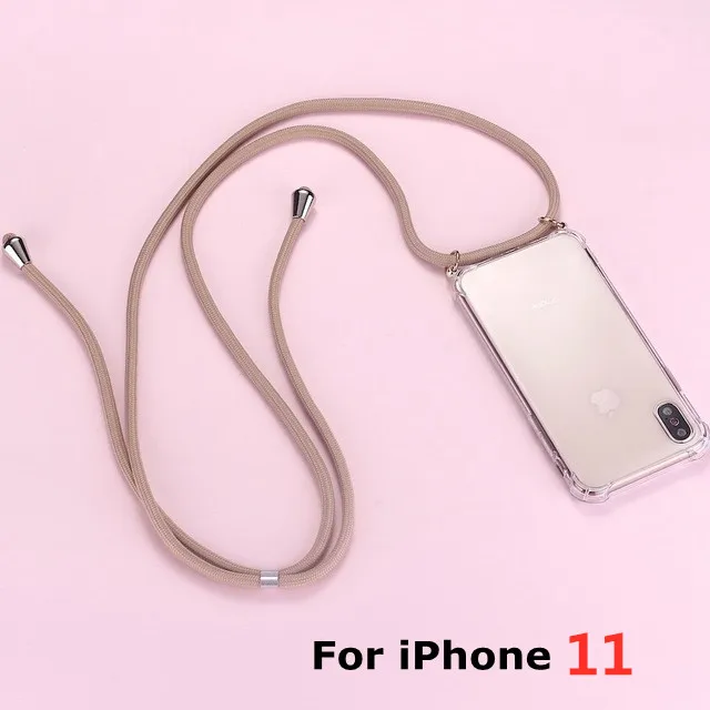For iPhone11(brown) Ремень шнур цепи чехол для телефона для iPhone XS X 11 лента Цепочки и ожерелья шнурки Мобильный обложка чехол для того, чтобы повесить для iPhone Xs X S крышка - Цвет: For iPhone11(brown)