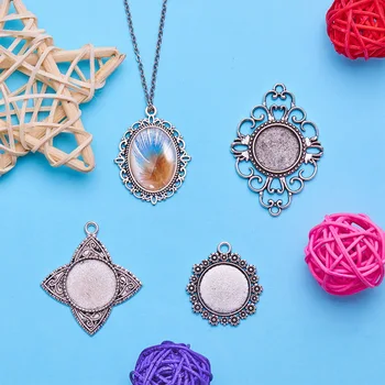 

1 Set Tibetan Style Flower Pendant Cabochon Bezel Setting for Jewelry Making
