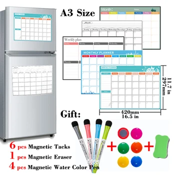 

A3 Size Refrigerator Magnets Plan Weekly Magnetic Monthly Planner Dry Erase Calendar Whiteboard Bulletin Board Fridge Sticker