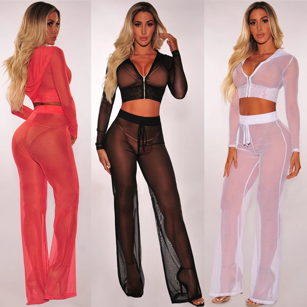 Women Sexy Beach Mesh Sheer Bikini 