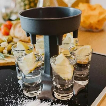 

6 Shot Glass Beverage Dispenser Holder Bar Cocktail Wine Drinking Games Quick Filling Tool Portable Dispenser Party Accessories