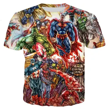 

PLstar Cosmos Drop shipping 2020 summer New Fashion T-shirt Collage Of Marvel And DC Characters 3d Print Men/Women t shirt