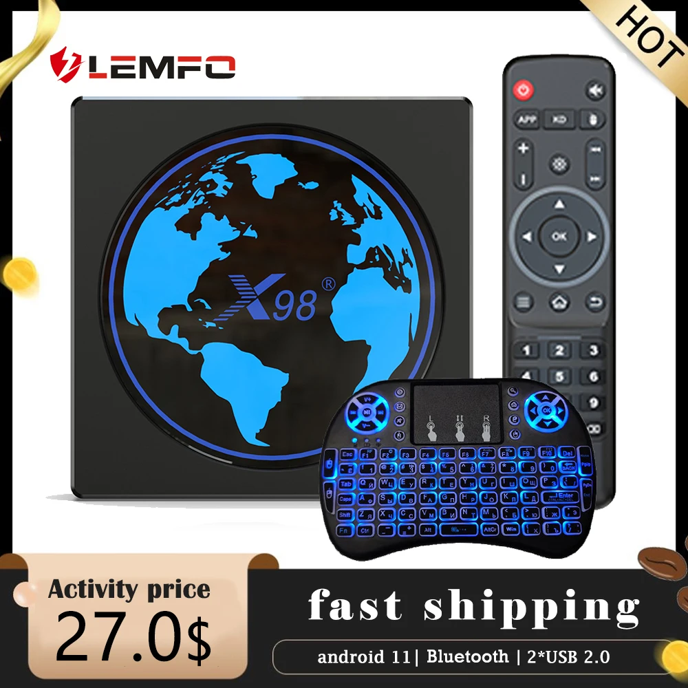 LEMFO X98 Mini TV BOX Android 11 HD 4K Box Bluetooth 4G 64G Google Play Media Player Многоязычный Smart 2021 | Электроника
