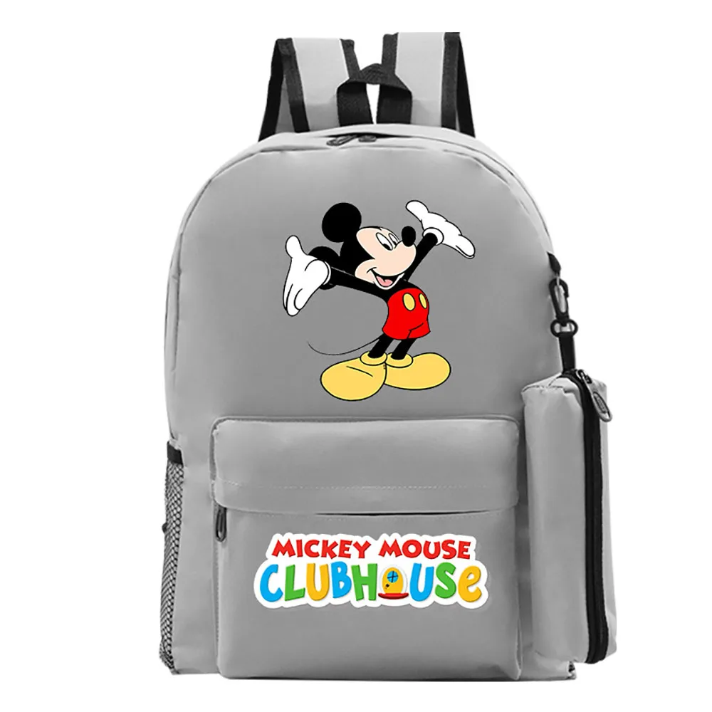 Disney Anime Cartoon Mouse Surrounding Pattern Print Backpack+Pencil Case Leisure Student School Bag Boys Leisure Two-Piece Suit