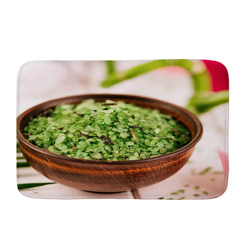 Bamboo SPA Bath Salts printed Flannel Floor Mat Anti-Slip Tapete Floor Mats Kitchen Doormat welcome mats for front door