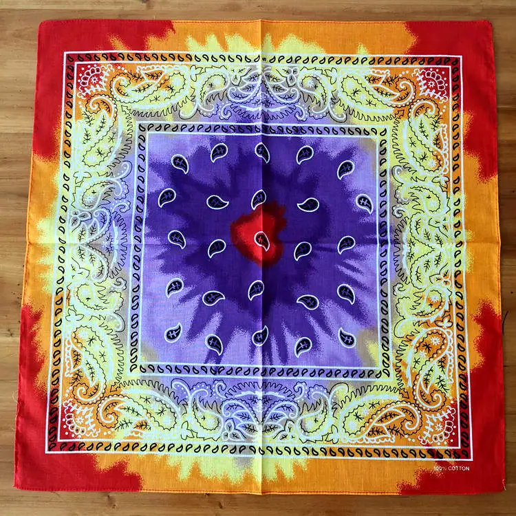 Cotton Bandana Multicolor Tie Dye Hip Hop Paisley Square Scarf Head Wrap Neck Wrist Band Handkerchief for Women Men