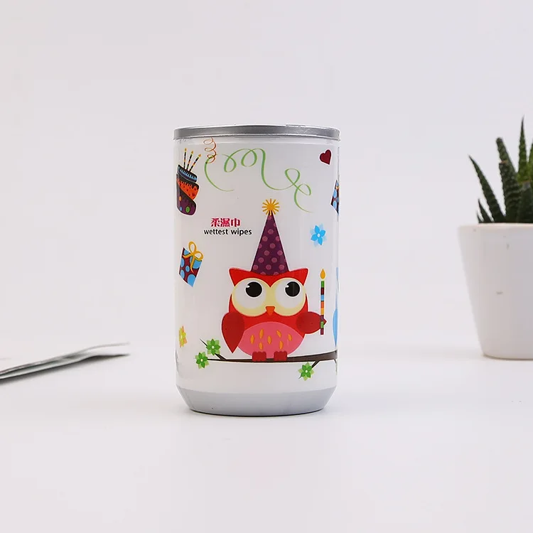 Creative 30 Pumping Canned Cartoon Cute Cans Cleaning Moisturizing Wet Wipe Travel Portable Carry-on Wet Wipe The Department Sto