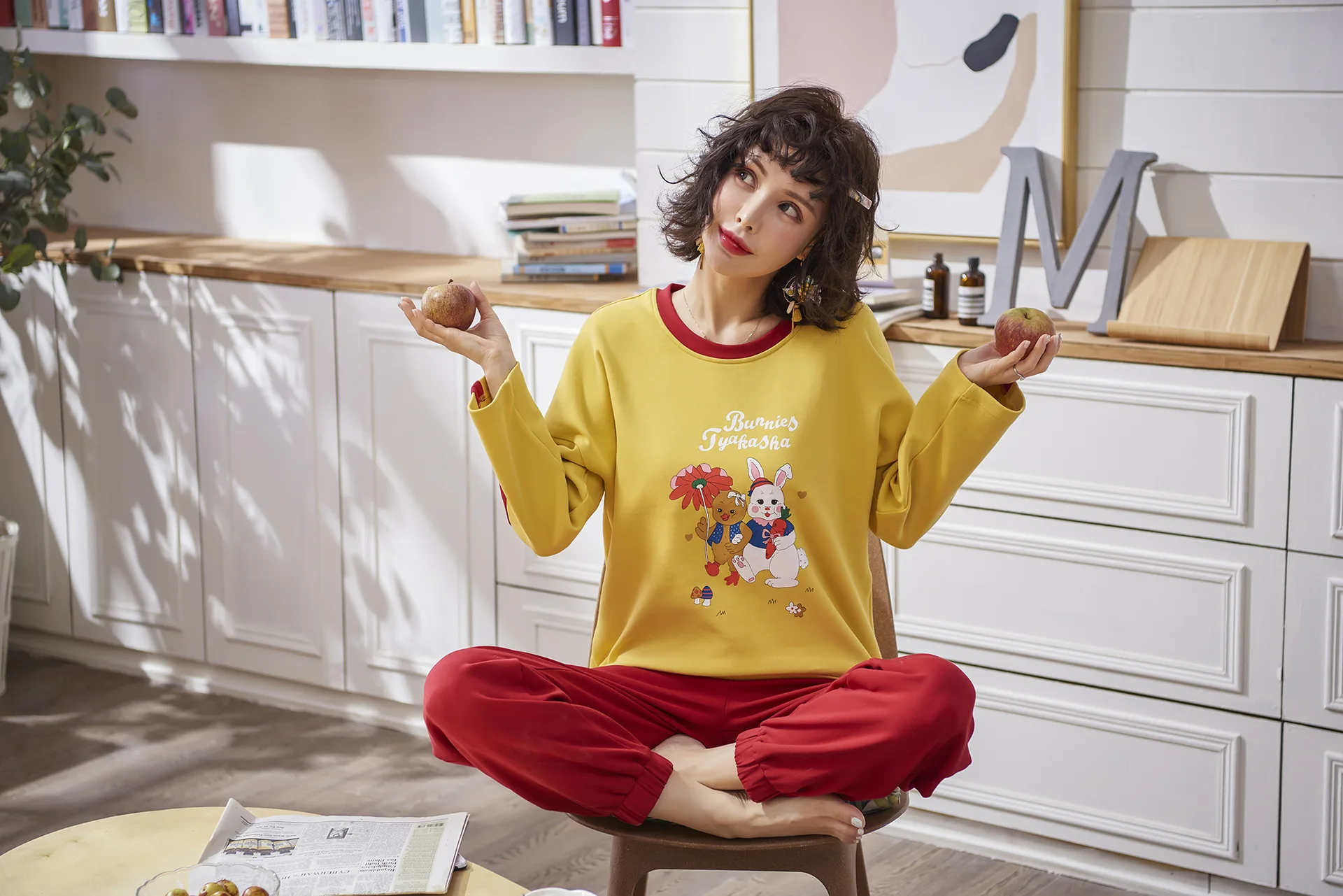 

Pajamas Women's Spring And Autumn Autumn Pure Cotton Long Sleeve Tracksuit Cotton Autumn And Winter Thin Korean-style Large Size