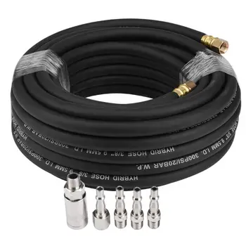 

5 Piece Compressor Accessory Kit Tool 15M Flexible Rubber Pneumatic Air Hose with BPS Quick Connector