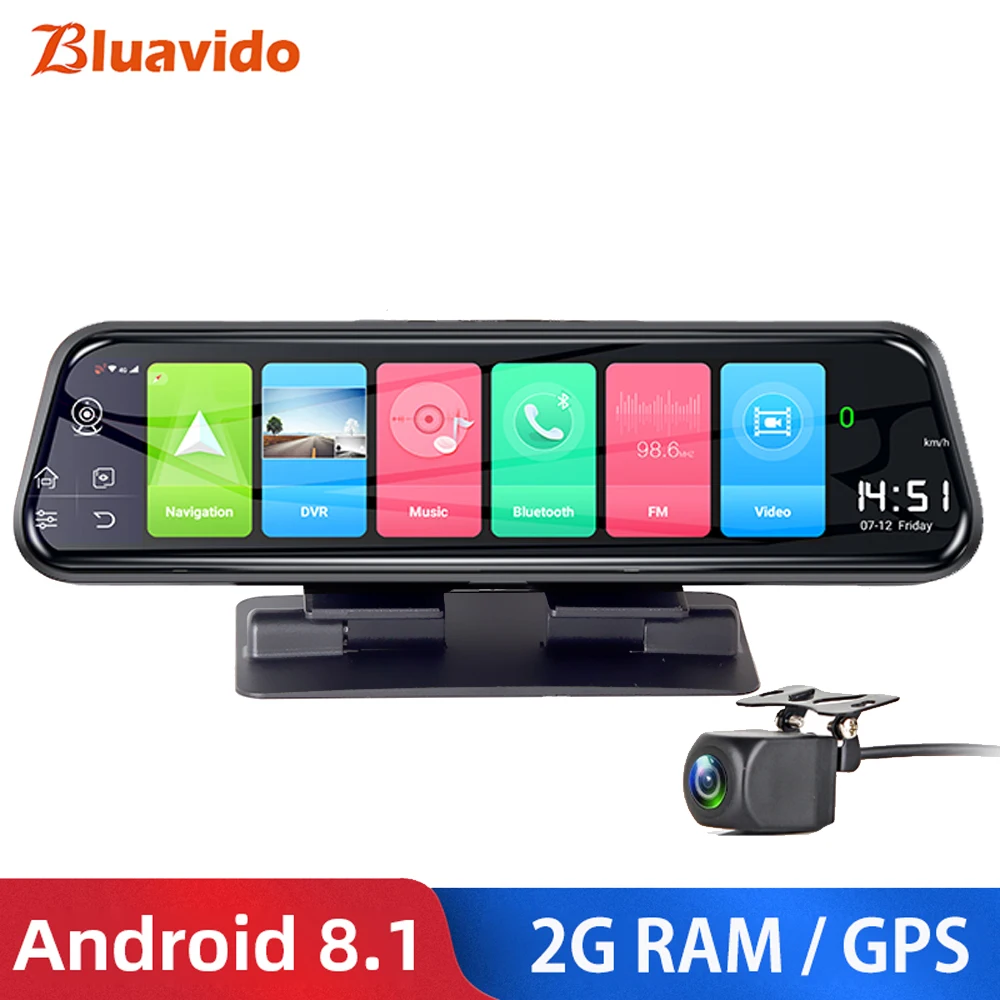 Bluavido 10 &quot4G Android Видеорегистраторы для автомобилей Камера GPS Naivgation ADAS FHD 1080P