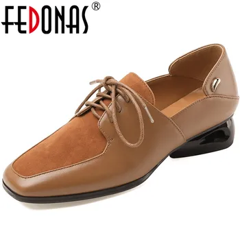 

FEDONAS New Fashion Women Butterfly Knot Basic Casual Shoes Square Toe Pumps Spring Summer Sheepskin 2020 Vintage Shoes Woman