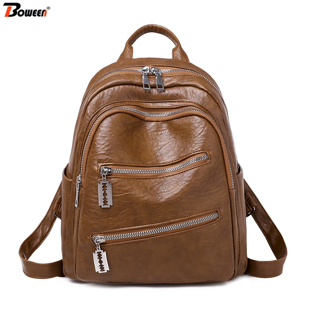 Vintage Doux Sac A Dos En Simili Cuir Polyurethane Femme Cuir Sac A Dos Femmes Petit Sac Noir Marron Haute Qualite Simple Sac A Dos Dames Sac A Dos Decontracte Aliexpress