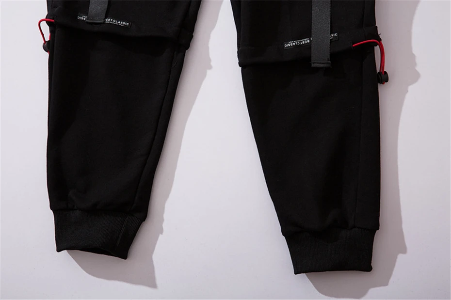 Черные штаны-шаровары мужские осенние повседневные спортивные штаны в стиле хип-хоп мужские новые спортивные штаны с лентами уличная одежда