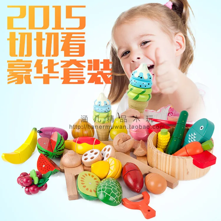 

Wooden Magnetic Cut Fruit Toy Slicer Fruit & Vegetable Cutting Play House Cook Luxury Pot Toy