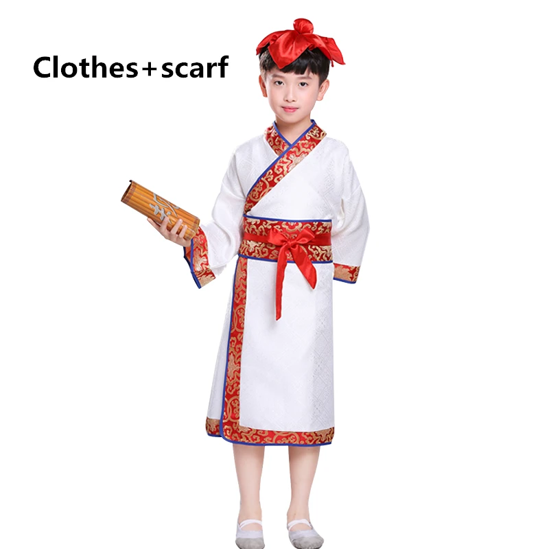 Китайский Hanfu платье Чонсам для девочек, китайское платье школьная Униформа детская традиционной культурой страны, новогодние костюмы для детей, Костюмы - Цвет: Boy red