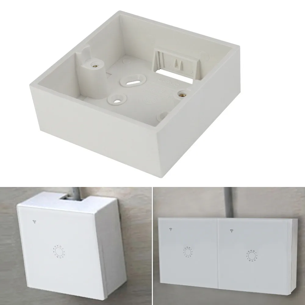 

1/2 gang 86 type External Mounting Socket Switch Box EU Standard High Fireproof PVC White Wiring Wall External Back Dark Box