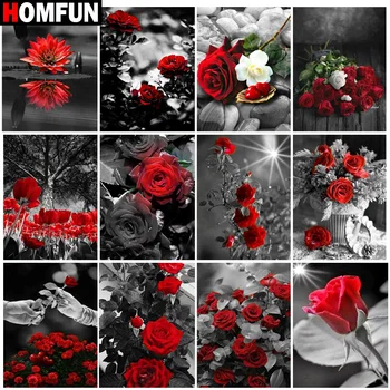 

HOMFUN Diamond Painting Full Square/Round Drill 5D DIY "Rose flower landscape" Daimond Embroidery Rhinestone Cross Stitch Decor
