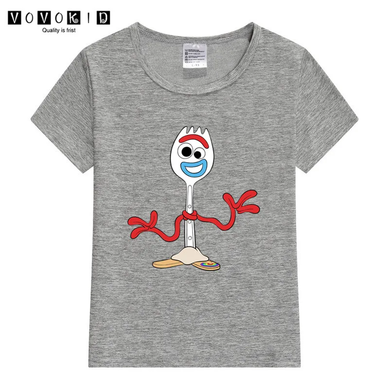 Little Girl Boy Forky Print Funny Cartoon T-shirt Chlidren Summer Top Baby T Shirt Thanksgiving Shirt