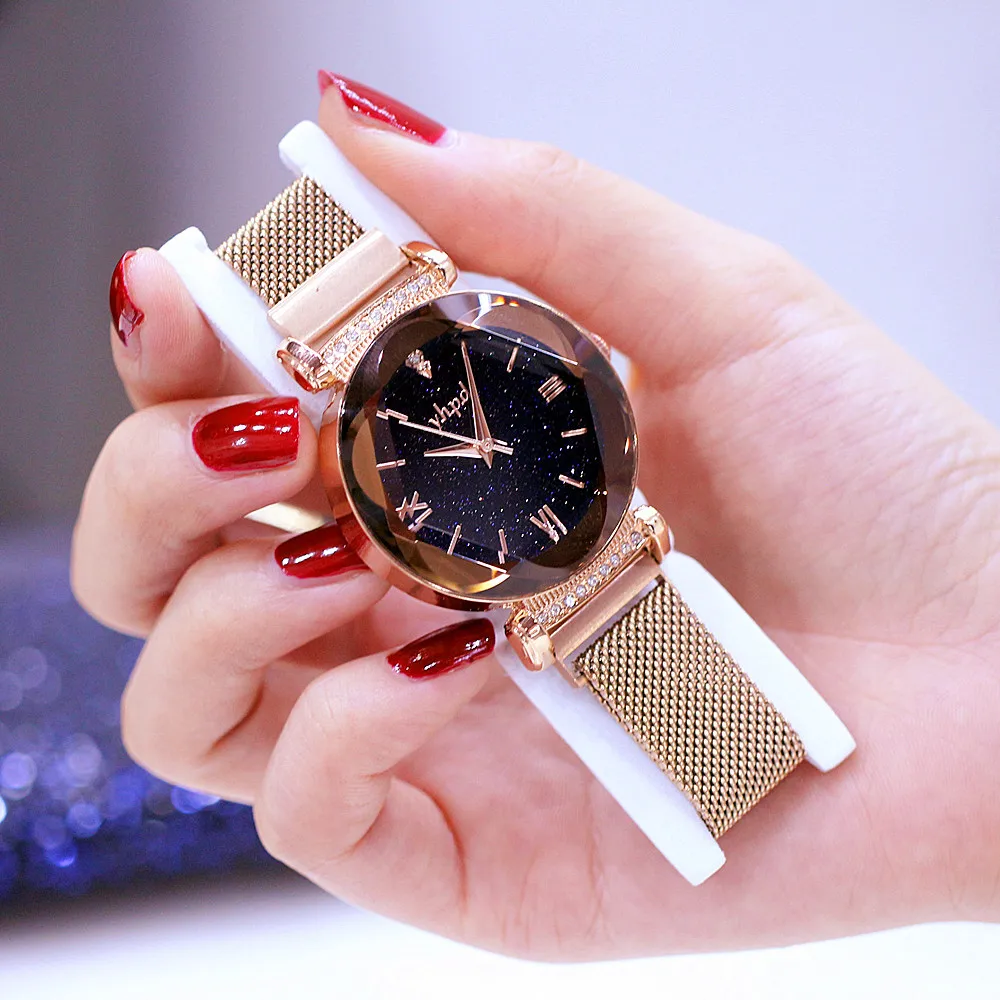 

Douyin Celebrity Style Fashion New Style Genuine Product Watch Women's Rome Star Surface Quartz Waterproof Magnet Mesh Belt WOME