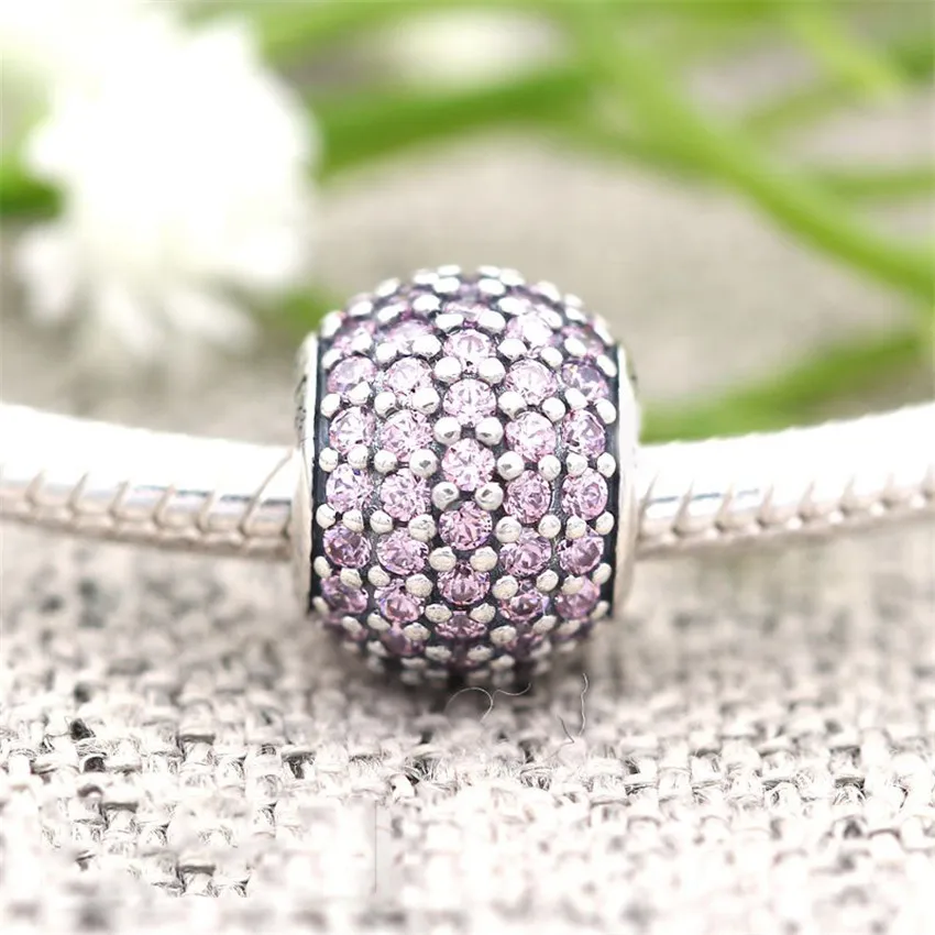 ПАВЕ, блестящие шарики с кристальными бусинами, подходят для бусины из стерлингового серебра 925, браслет Pandora, ювелирные изделия Diy