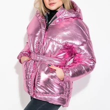 Sfit зимние пальто для девочек парка длинная стеганая куртка-пузырь с поясом Женская модная плотная верхняя одежда модное пальто