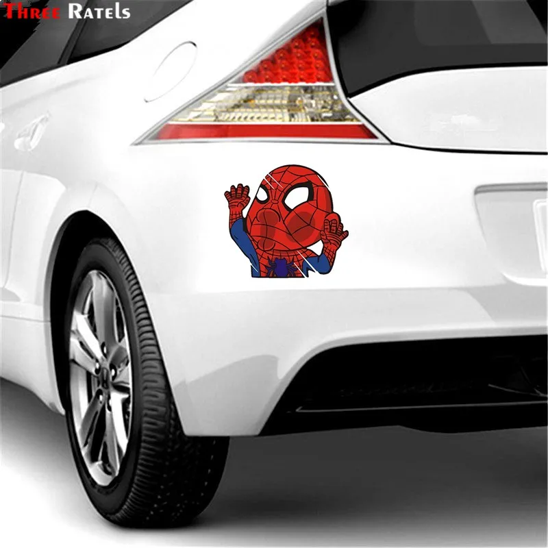 

Three ratels FTC-643# 15x13.7cm little super hero spiderman iron Man hit the widow funny window wall car sticker decal