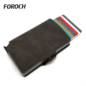

Business Card Holder Wallet Men Women PU Leather Blocking Automatic Credit Card Wallet Fashion Aluminum ID Cardholder Card Case