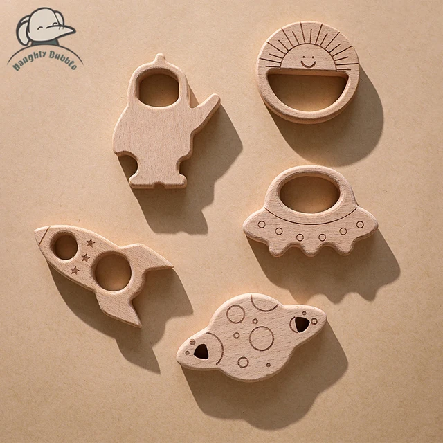 Space Series Wooden Building Block Toys for Children Montessori Baby Toy Stacking Blocks Baby Teether for Teeth Small Wood Gift 1