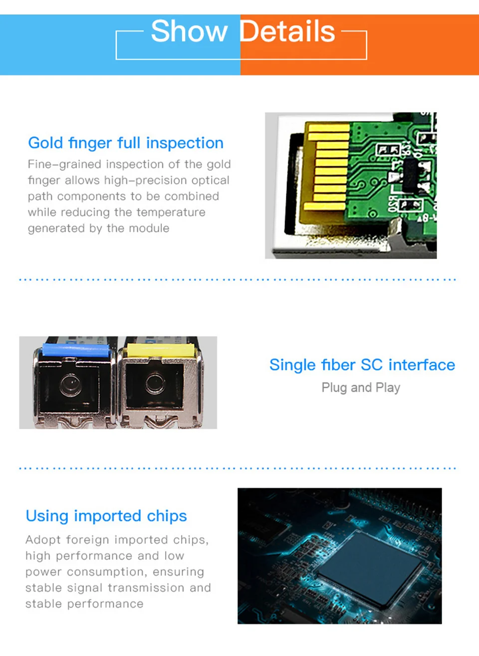1.25G BIDI SFP SC Connector Transceiver Module Gigabit Single Mode Single Fiber Optical Ethernet Compatible with Cisco Switch 5