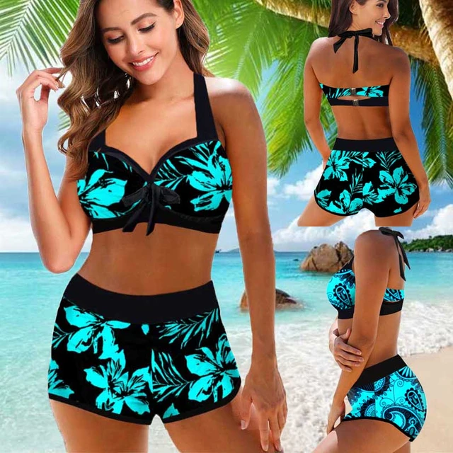 2022 nova cintura alta biquíni sexy maiô feminino impressão maiô conjunto  de biquíni plus size banho feminino praia terno de natação - AliExpress