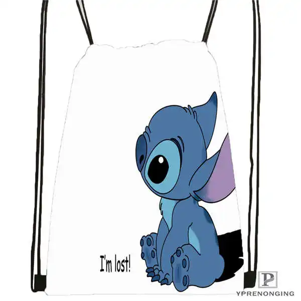 Drawstring Backpack Customilo-Stitch-walt походная сумка на шнурке для мужчин и женщин милый рюкзак дети ранец(черная спина) 31x40 см#20180611-03-139 - Цвет: Drawstring Backpack