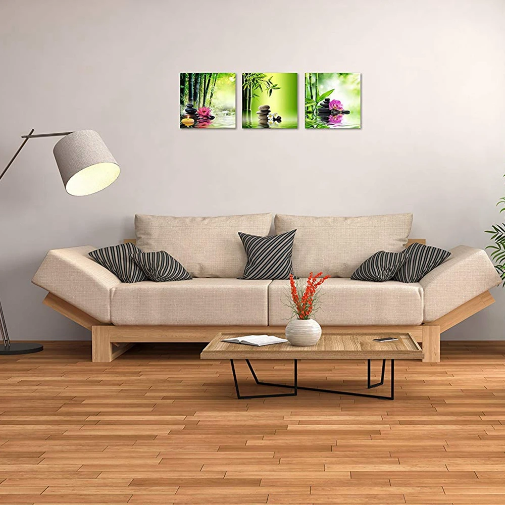 3-Panels-SPA-Stone-Green-Bamboo-Pink-Waterlily-Frangipani-Picture-Modern-Zen-Canvas-Painting-Print-for (1)
