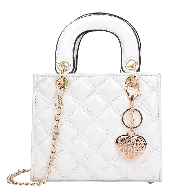 CASMOR дизайнерские сумки, модная женская сумка "Диана", дамские сумки с ромбовидной решеткой, роскошная сумка, женская сумка с цепочкой высокого качества - Цвет: Белый