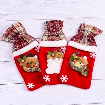 

New Style Christmas Decorations Wine Bottle Cover Linen Doll hong jiu tao Creative Hotel Restaurant Festival Products