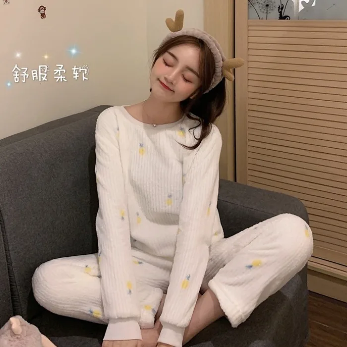 

Autumn And Winter Korean-style 2019 New Style Sweet Cute Pattern Long Sleeve Pajamas + Pajama Pants Homewear Set Two-Piece Women