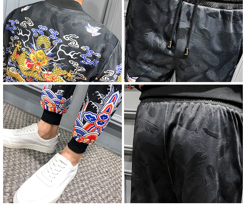 Повседневные спортивные костюмы плюс 5xl мужские роскошные спортивные костюмы с золотым принтом даргона 2 шт. Erkek Giyim Ropa Hombre Conjunto мужские худи