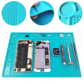 

ESD Heat Insulation Silicone Soldering Pad Mat Desk Maintenance Platform For Repair Phone Computer Station With Magnetic 35x25cm