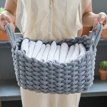 

Nordic Clothes Laundry Basket Thick Cotton Rope Storage Box Baby Toys BOX Storage Basket Desktop Small Organizer