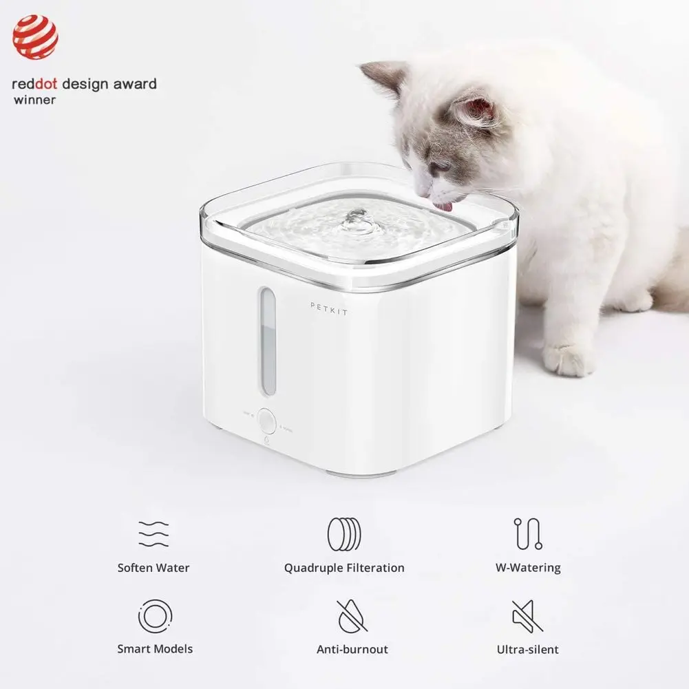 PETKIT 2L Electric Cat Dog Drinking Water Dispenser Pet Water Fountain Automatic Water Feeder Dogs Cats Square Drinker Bowl