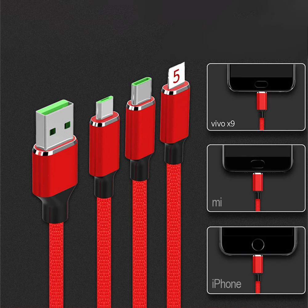 3 в 1 мульти зарядный кабель освещения Тип C Micro USB синхронизация данных Зарядка