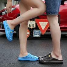 Летние мужские и женские повседневные сандалии; прозрачные шлепанцы с закрытым носком; мужские уличные Нескользящие тапочки