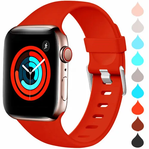red Спортивный ремешок для apple watch band 44 мм/42 мм apple watch 5 4 3 band iwatch band 5 4 3 2 correa 40 мм/38 мм браслет ремешок для часов - Цвет ремешка: red
