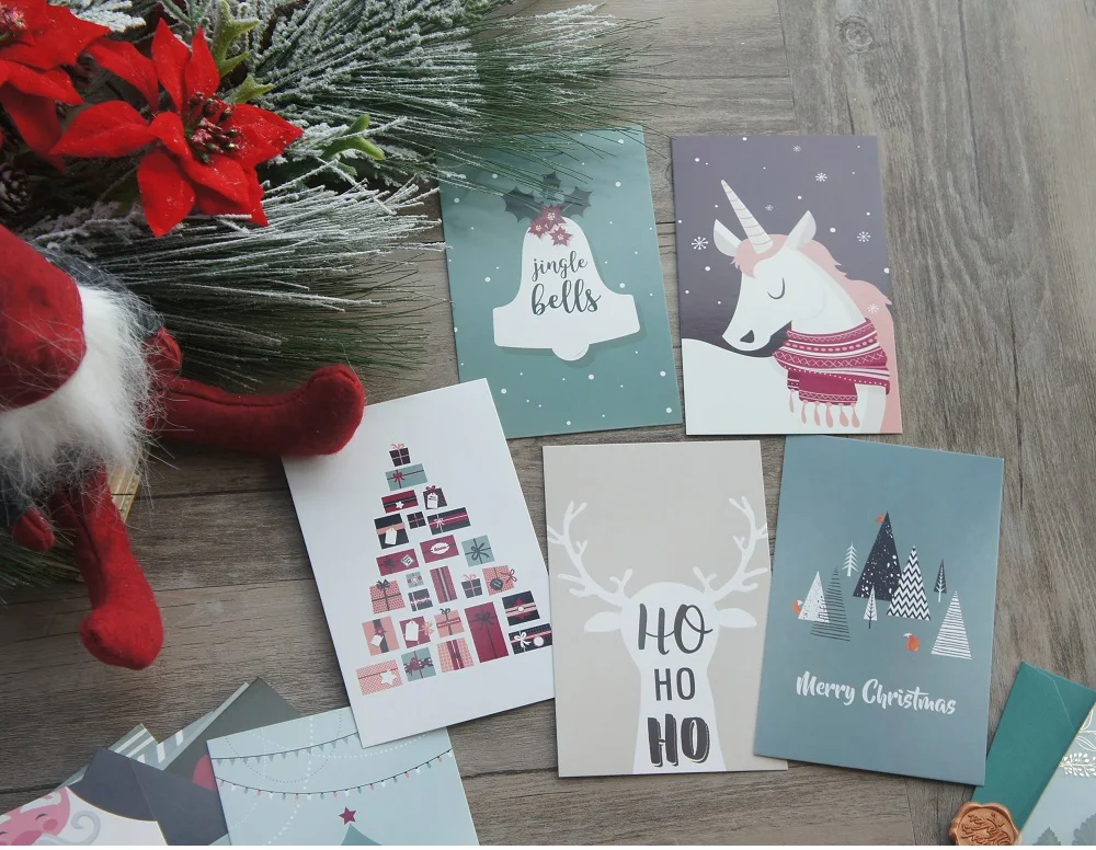 10pcs Christmas Winter Forest Style Card As Scrapbooking Party Invitation DIY Decoration Gift Card Message Card Postcard