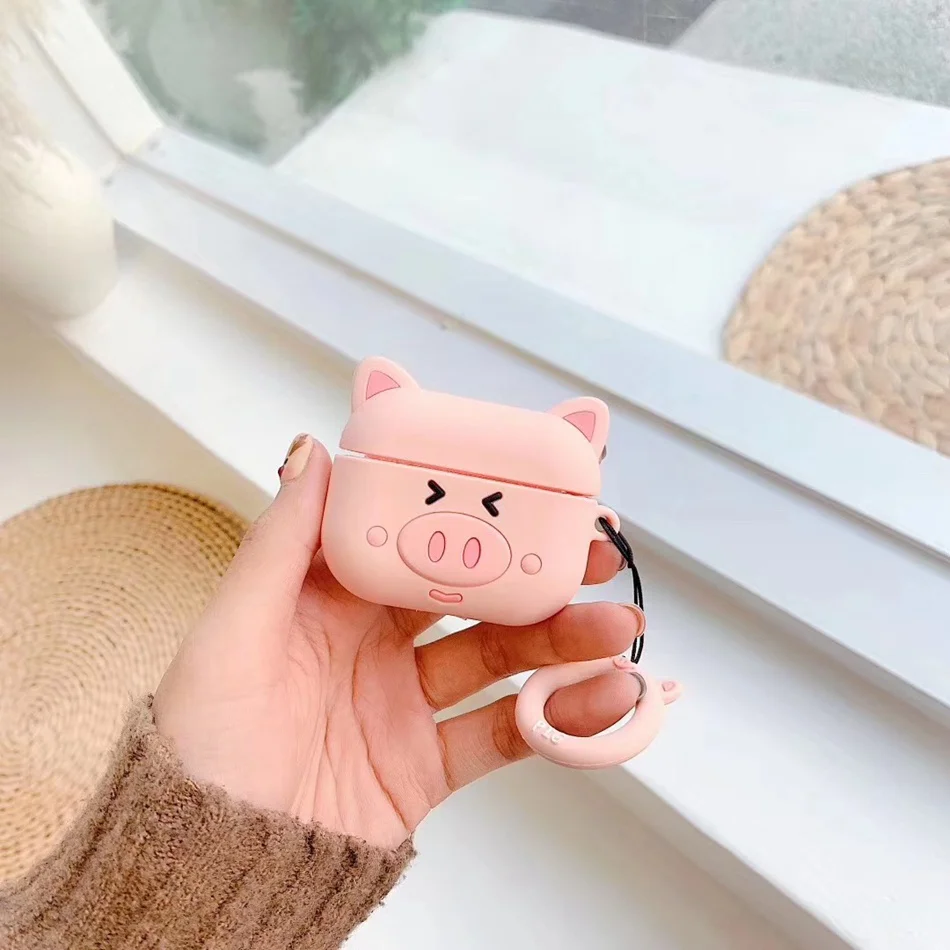 1294U 3D чехол для наушников для Airpods Pro Чехол Силиконовый поросенок Мультяшные наушники/Earpods чехол для Apple Air pods Pro 3 чехол Брелок - Цвет: 1294U