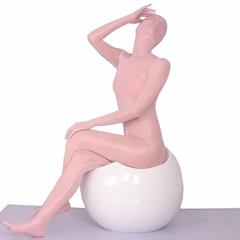 

Men's and Women's body Sexy perspective fetish wrapped seamless Pink Lycra Silk bodysuit