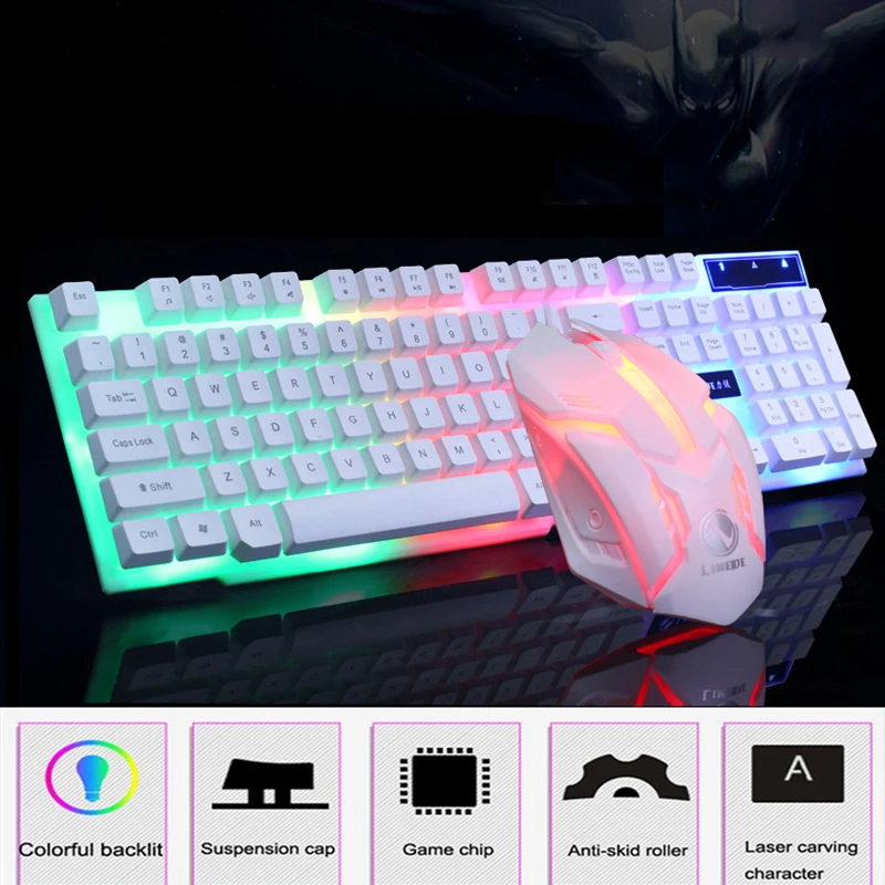  Gaming Keyboard Mouse Set Mechanical Keyboard 104 Keycaps RGB LED Backlight Gaming Mouse Gamer Keyb