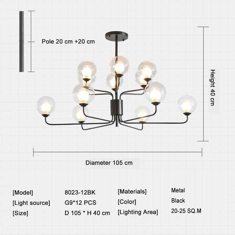 12 Light Black Люстра потолочная Скандинавская детская деко цвет e27 современные подвесные потолочные лампы светодиодная люстра Паук гостиная - Цвет абажура: 12 Light Black