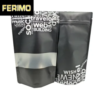 

25Pcs Matte Black Aluminum Foil Stand Up Zipper Packaging Bags Coffee Powder Nuts Storage Retail Mylar Packing Pouch with Window