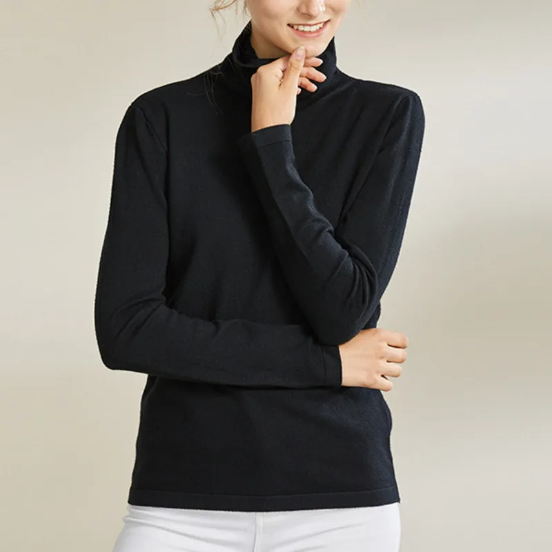 

Knitted Women Pullover Sweater Turtleneck Long Sleeve Elasticity Casual Jumpers Autumn Winter Warm Soft Basic Sweaters Female
